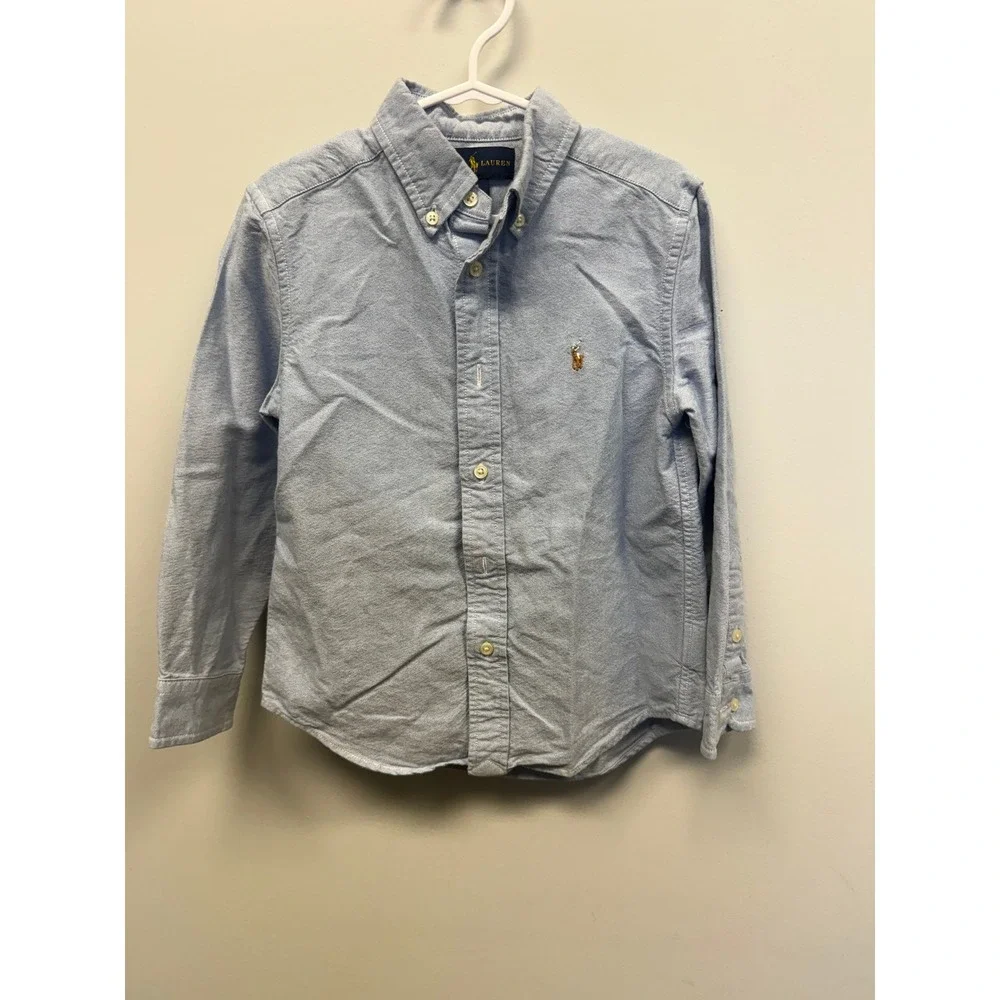 Ralph Lauren Kids Blue Oxford Button Down Shirt Long Sleeve Size 5 Pony Logo